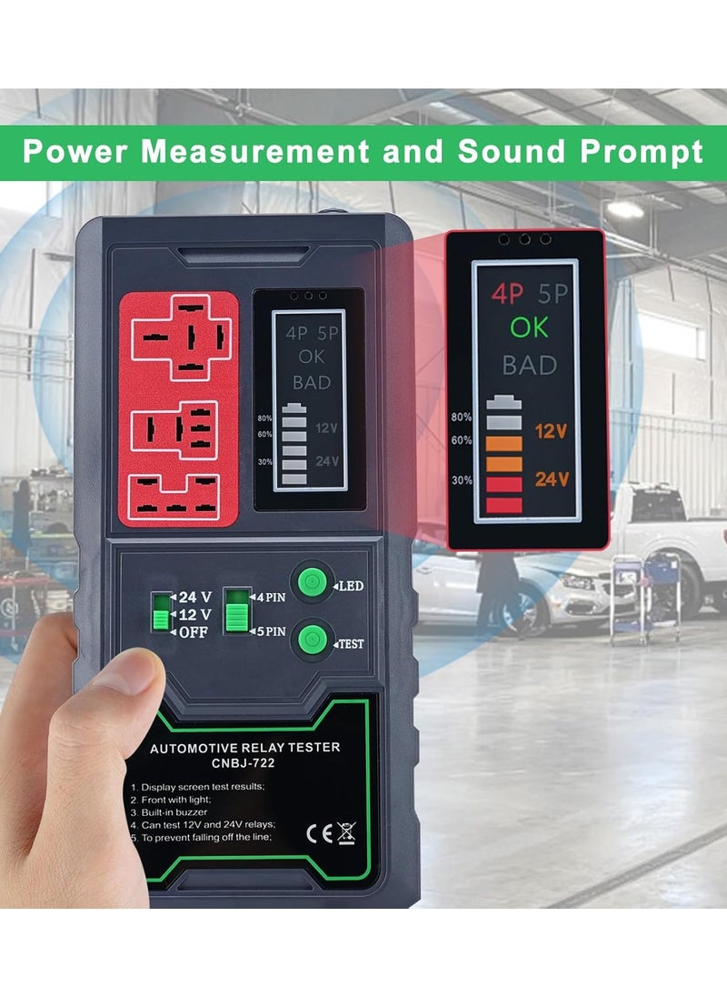 Generic Automotive Relay Tester 12V/24V Car Relay Tester Kit LED Display High Brightness Lamp, Battery Relay Diagnostic Checker Tools for Auto Repairing  - Image 4