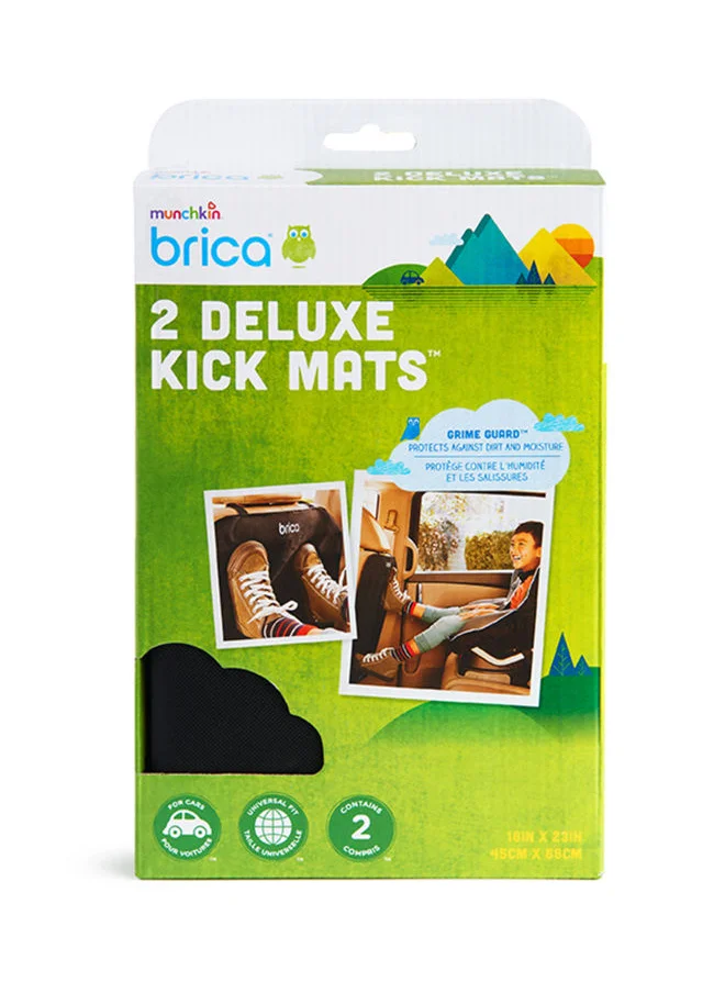 Munchkin Extra Large Deluxe Car Seat Kick Mats Protects Against Scuffs Moisture And Dirt Black Pack of 2