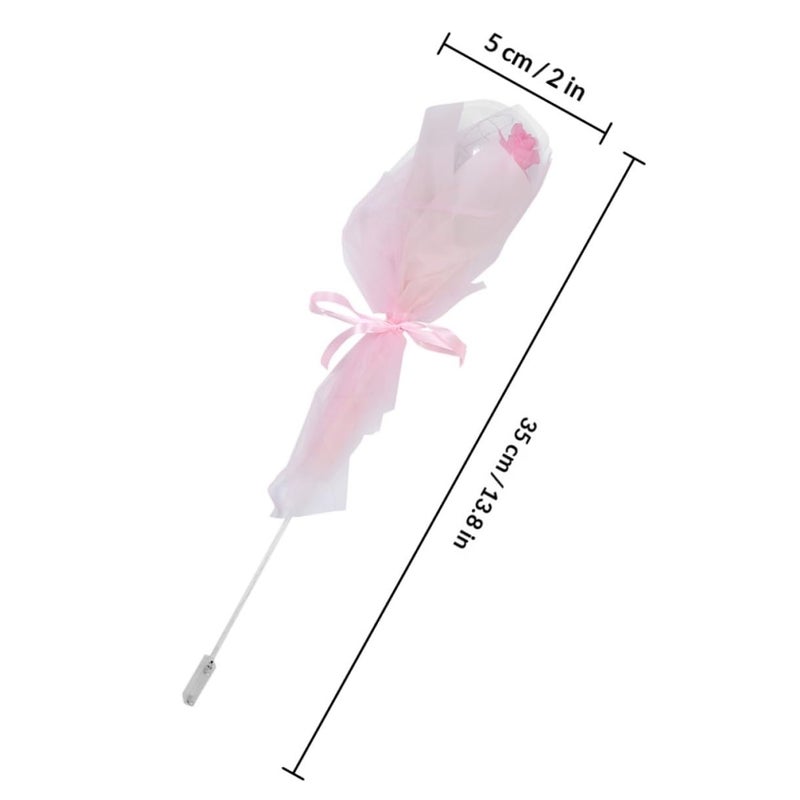 Glowing LED Balloon Flower Bouquet Pink Blue Rose with Cardstock Tulle Party Decor - Image 3