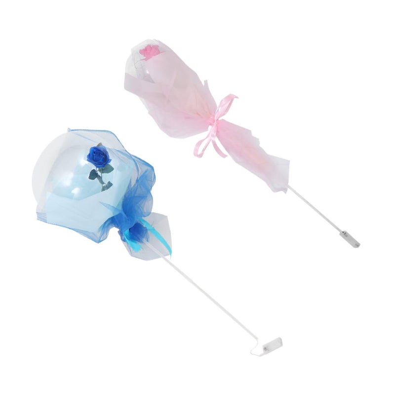 Glowing LED Balloon Flower Bouquet Pink Blue Rose with Cardstock Tulle Party Decor - Image 2