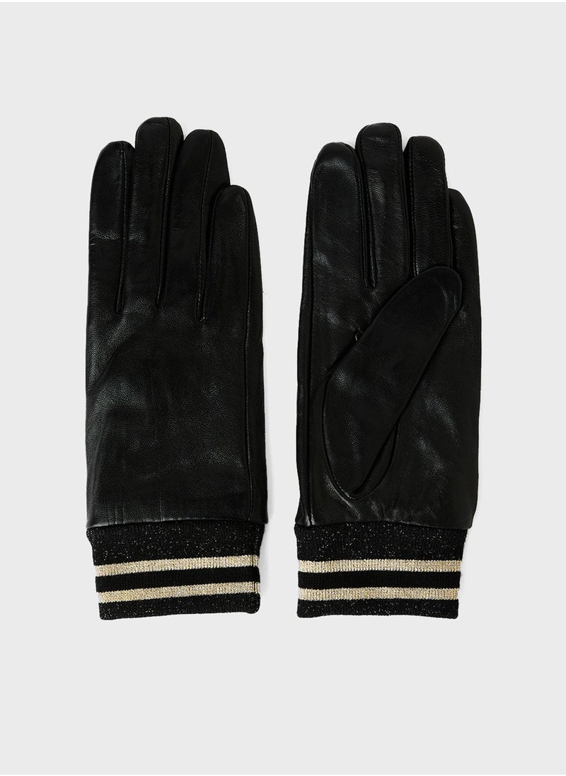 ONLY Glitter Cuff Leather Gloves  - Image 2