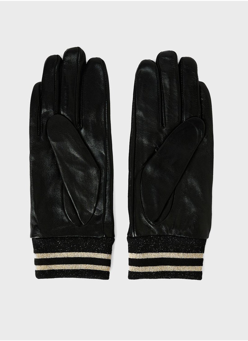 ONLY Glitter Cuff Leather Gloves  - Image 1