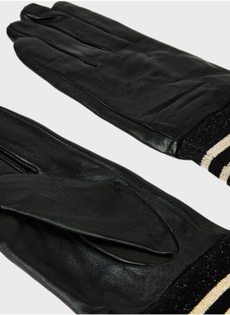 ONLY Glitter Cuff Leather Gloves  - Image 3