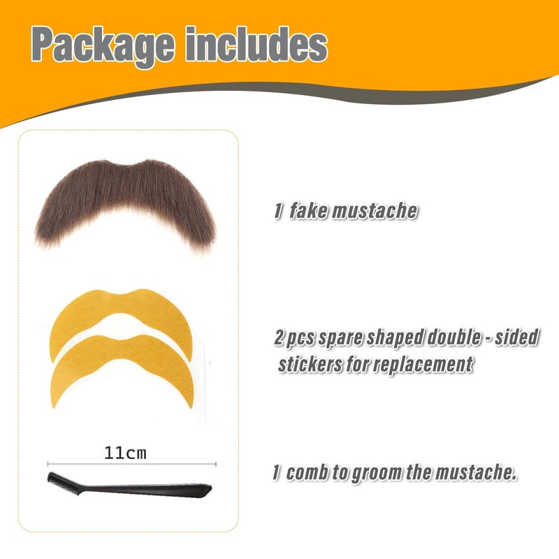 Honcloud DIY Self Adhesive Fake Mustache Fake Beard Material Novelty Mustaches for Costume and Halloween Festival Party (Brown) - Image 2