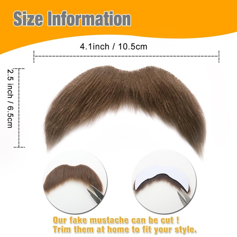 Honcloud DIY Self Adhesive Fake Mustache Fake Beard Material Novelty Mustaches for Costume and Halloween Festival Party (Brown) - Image 5