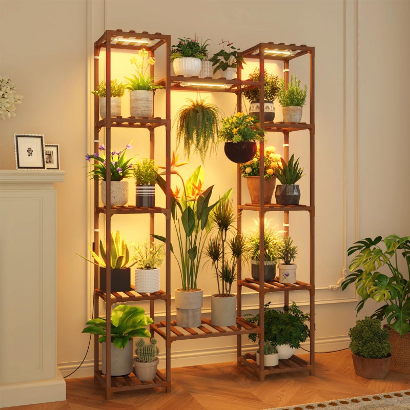 GENTINGBRO Plant Stand Indoor with Grow Lights for Indoor Plants 62.2'' Tall Plant Shelf 12 Tiers Sturdy Plant Rack for Plants Dispaly for Living Room Garden Patio Decor - Image 1