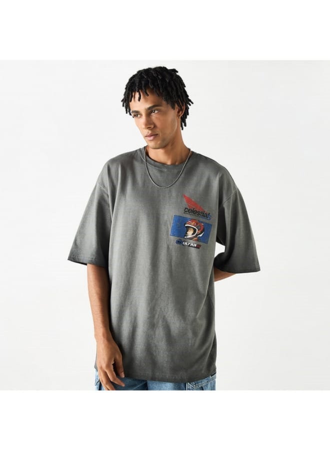 SP Characters Printed Crew Neck T-shirt with Short Sleeves - Image 4