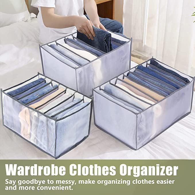 FAGVA FAGVA 7 Compartment Foldable Wardrobe Clothes Organizer Washable Closet Storage Box for TShirt Jeans Pant Baby Cloth - Image 2