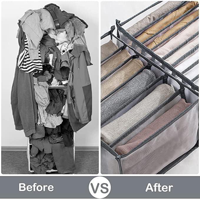 FAGVA FAGVA 7 Compartment Foldable Wardrobe Clothes Organizer Washable Closet Storage Box for TShirt Jeans Pant Baby Cloth - Image 4