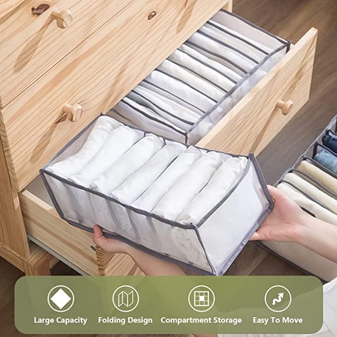 FAGVA FAGVA 7 Compartment Foldable Wardrobe Clothes Organizer Washable Closet Storage Box for TShirt Jeans Pant Baby Cloth - Image 3