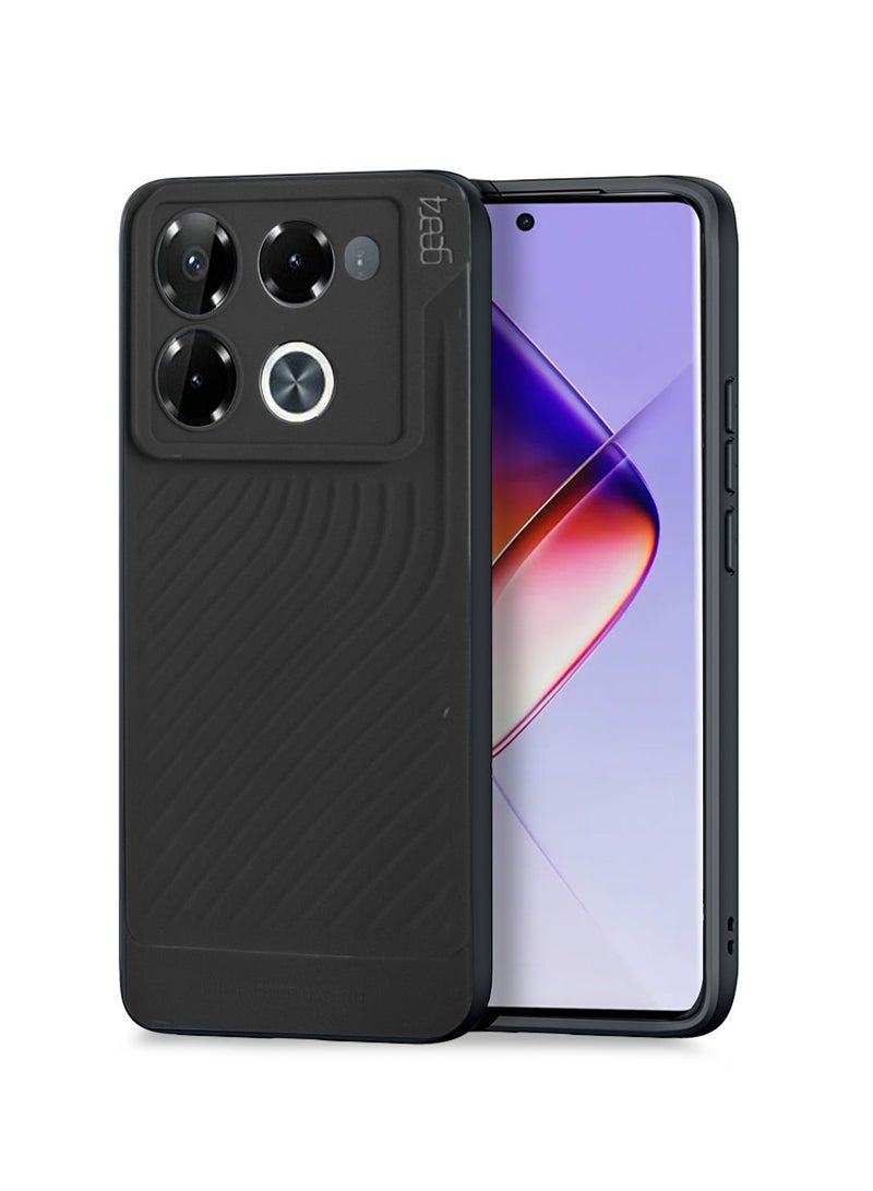 جيرفور غطاء حماية من السيليكون السائل الناعم مع نسيج مموج لهاتف انفينيكس نوت 40 برو+ / نوت 40 برو بلس 5G 2024 / نوت 40 برو 4G/5G 2024 Gear4 أسود - Image 1