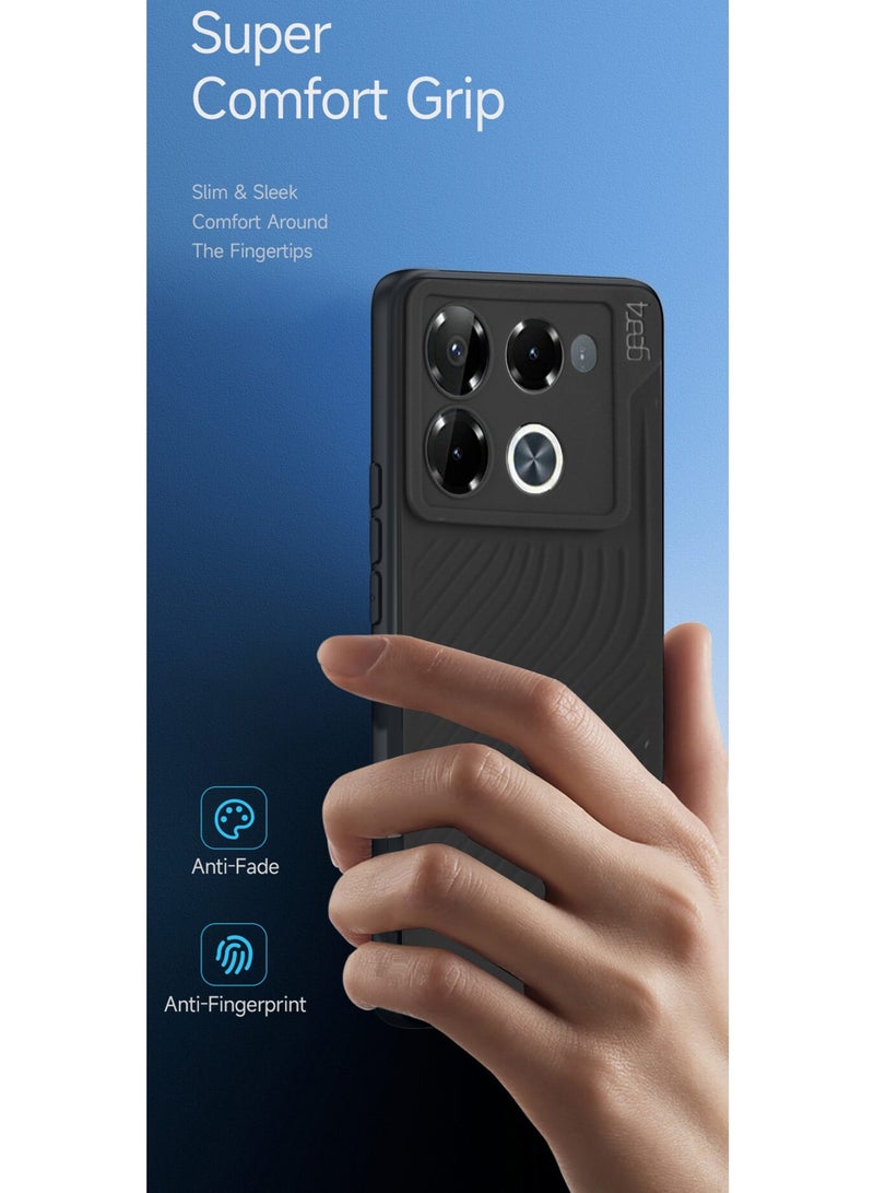 جيرفور غطاء حماية من السيليكون السائل الناعم مع نسيج مموج لهاتف انفينيكس نوت 40 برو+ / نوت 40 برو بلس 5G 2024 / نوت 40 برو 4G/5G 2024 Gear4 أسود - Image 2