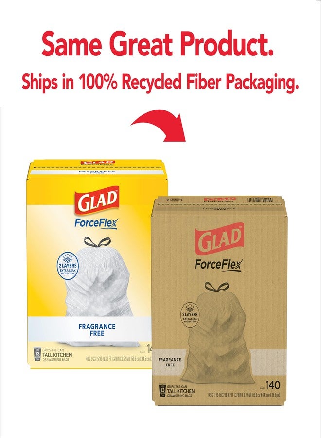 غلاد أكياس قمامة Glad ForceFlex الطويلة برباط للمطبخ، سعة 13 جالون، خالية من العطور، 140 كيس (قد يختلف شكل العبوة) - Image 2