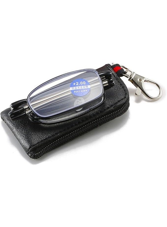 نظارات قراءة محمولة قابلة للطي من متجر "MySouq"، قطعة واحدة، مع جراب على شكل ميدالية مفاتيح، مضادة للضوء الأزرق، مناسبة للرجال والنساء، خفيفة جدًا، ومخصصة لطول النظر بقوة عدسة +3.50. - Image 5