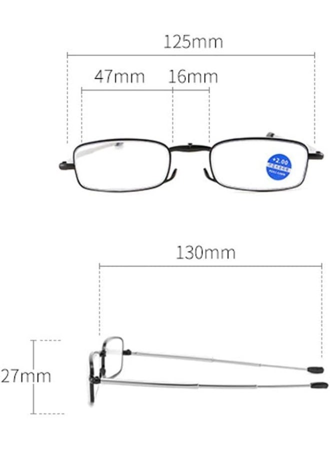 نظارات قراءة محمولة قابلة للطي من متجر "MySouq"، قطعة واحدة، مع جراب على شكل ميدالية مفاتيح، مضادة للضوء الأزرق، مناسبة للرجال والنساء، خفيفة جدًا، ومخصصة لطول النظر بقوة عدسة +3.50. - Image 3