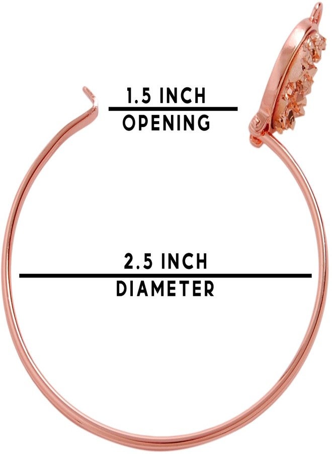 Humble Chic NY Rose Gold Tone Bracelets for Women - Rose Gold Tone Bracelet for Women, Simulated Druzy Bangle Cuff, Dainty Stackable Simple Boho Bangle, Bohemian Sparkly Stone Cuff, Preppy Pink Statement Arm Jewelry - Image 4