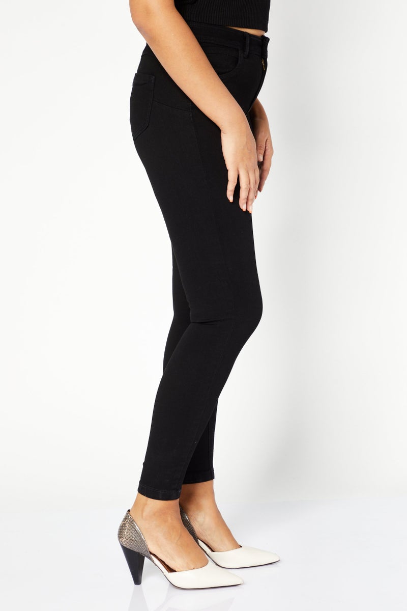 NOISY MAY Women Regular Fit Solid Casual Pants, Black - Image 2