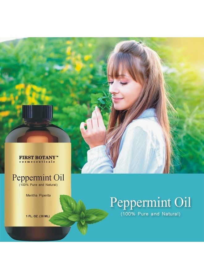 First Botany زيت النعناع 100% نقي - زيت نعناع أساسي ممتاز للعلاج بالروائح، التدليك، الاستخدامات الموضعية والمنزلية - 1 أونصة سائلة (نعناع) - Image 2