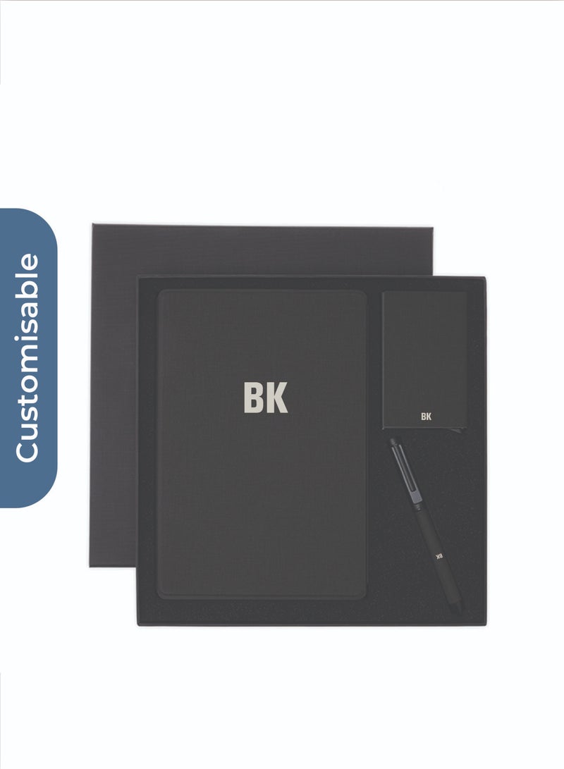 سانثوم طقم هدايا تيسين - CHANGE ZERO المستدام المخصص مع دفتر ملاحظات وقلم وحامل بطاقة قابلين لإعادة التعبئة - أسود - Image 3