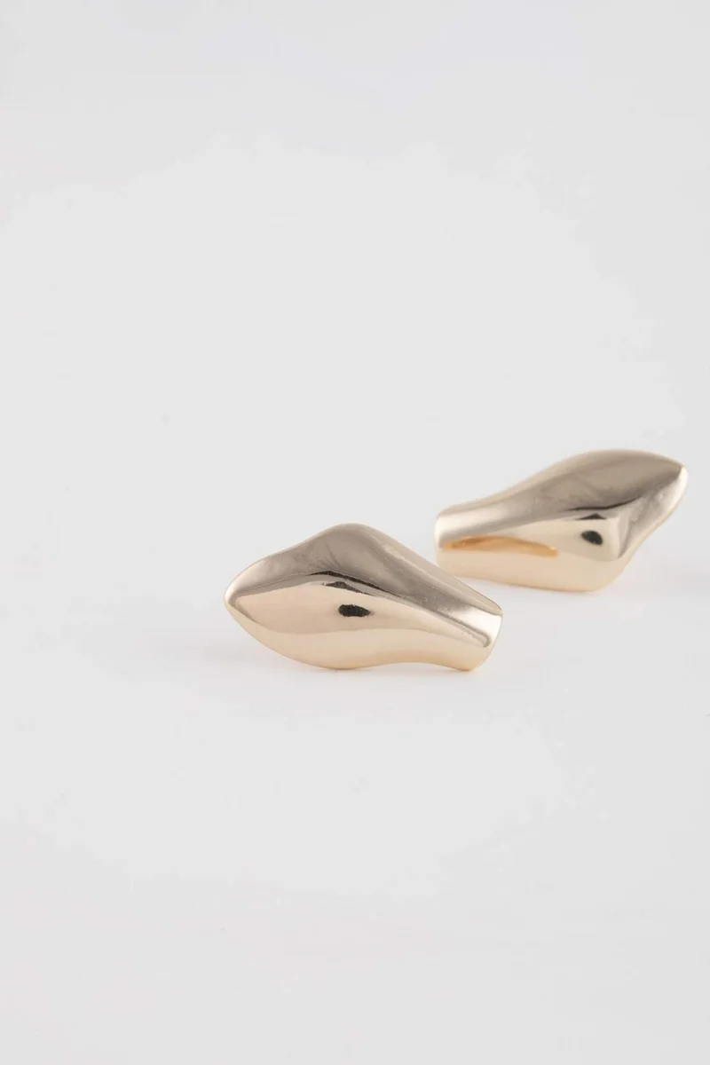DeFacto Women's Plate Detail Gold Earrings C4787AXNS
