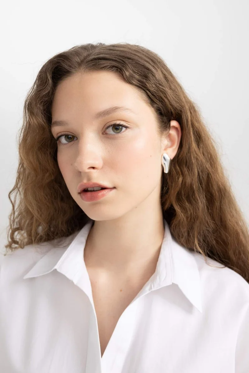 DeFacto Women's Plate Detail Gold Earrings C4787AXNS