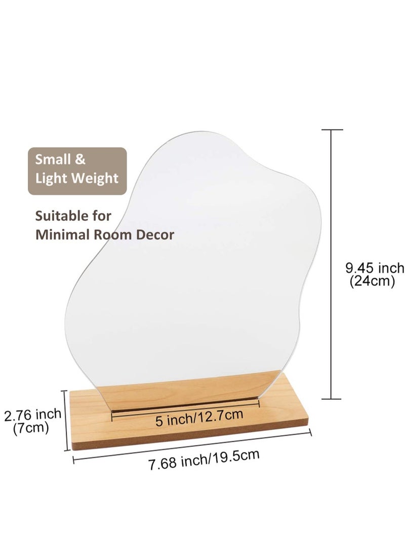 MIXDE Room Decor Aesthetic Irregular Mirror, Aesthetic Room Decor Acrylic Vanity Mirror, Frameless Makeup Mirror Desk Mirror, Cloud-Shaped Table Mirror with Detachable Wooden Stand for Living Room Bedroom  - Image 5