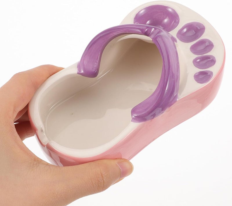 Creative Ceramic Slipper Ashtray for Household Use, Purple Porcelain Butts Holder, Delicate Slipper-shaped Ash Container for Living Room Decor and Desktop Smoking - Image 4