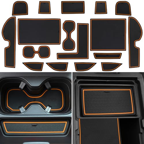 LOCOY Center Console Liner for Honda CRV Accessories 2023 2024 2025 2026 for CRV Cup Holder Mat Door Slot Pad Coaster Trim NonSlip Dust Interior Custom Rubber Decoration Insert 17pcs Orange - Image 1