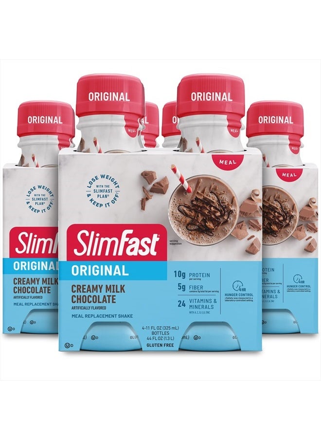 SlimFast - Meal Replacement Shake, Original Creamy Milk Chocolate, 10g of Ready to Drink Protein, 11 Fl. Oz Bottle, 4 Count (Pack of 3) (Packaging May Vary) - Image 1