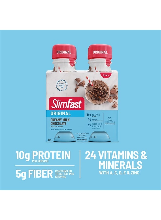 SlimFast - Meal Replacement Shake, Original Creamy Milk Chocolate, 10g of Ready to Drink Protein, 11 Fl. Oz Bottle, 4 Count (Pack of 3) (Packaging May Vary) - Image 1
