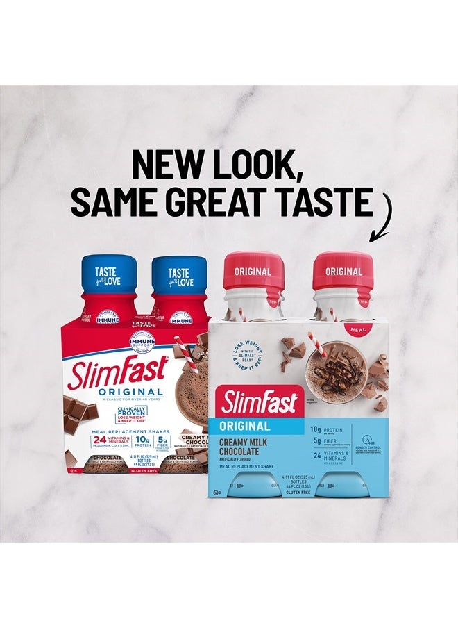 SlimFast - Meal Replacement Shake, Original Creamy Milk Chocolate, 10g of Ready to Drink Protein, 11 Fl. Oz Bottle, 4 Count (Pack of 3) (Packaging May Vary) - Image 1