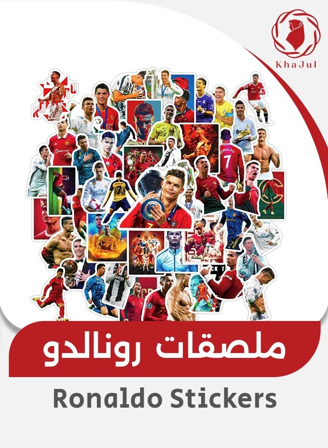 KHAJUL 50-Piece Ronaldo Stickers Vinyl Waterproof for Fans, Durable & Vibrant - Image 1