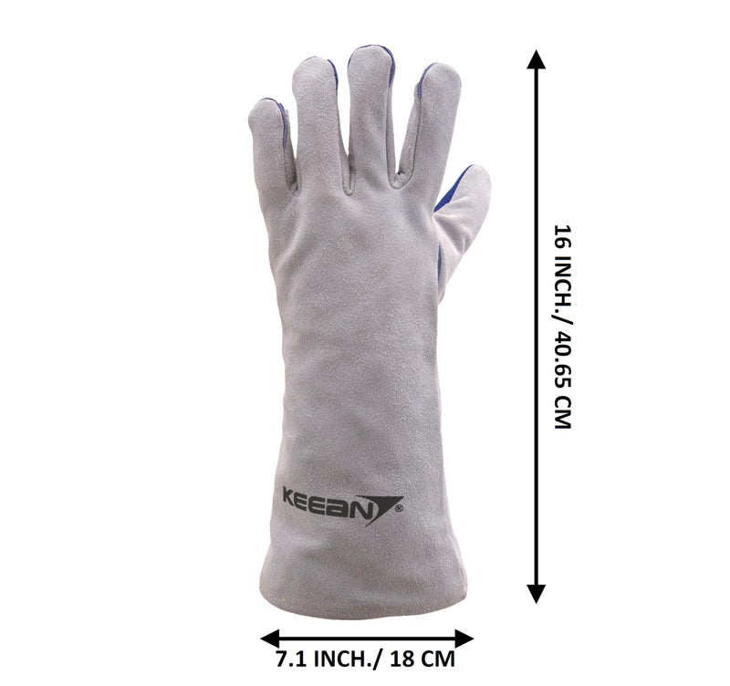 KEEAN MIG/ARC/TIG Welding 14 Inch Gloves with Extra Padded Palm Leather High Temperature Hot Thermal Work Safety Heavy Duty Heat&Fire Resistant at 350°C Leather Cut Proof Gaunlets. - Image 4