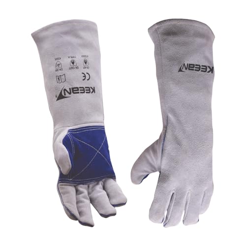 KEEAN MIG/ARC/TIG Welding 14 Inch Gloves with Extra Padded Palm Leather High Temperature Hot Thermal Work Safety Heavy Duty Heat&Fire Resistant at 350°C Leather Cut Proof Gaunlets. - Image 2