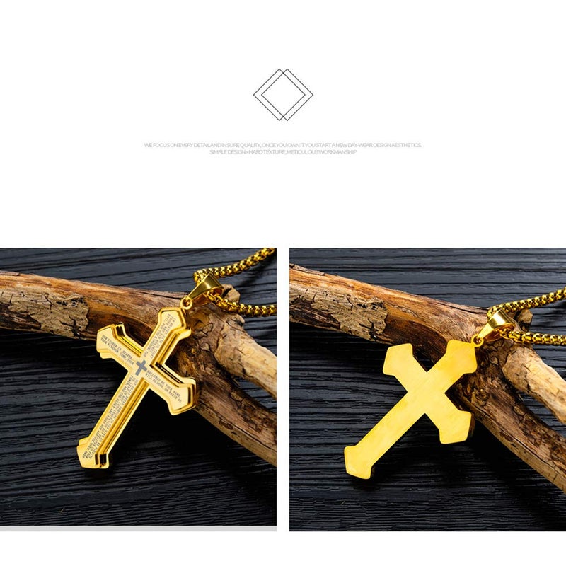 OLEVS Gold Mens Cross Pendant Necklace Large Stainless Steel Cross Pendant Necklace for Men - Image 4