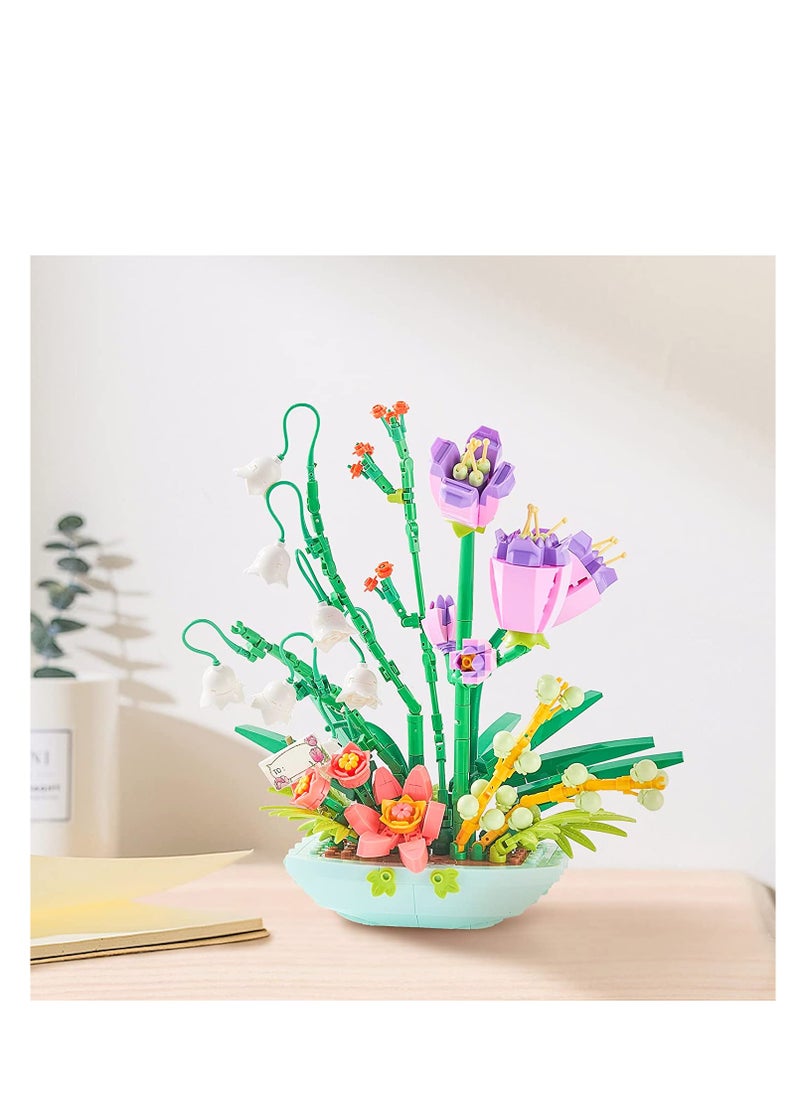 null - Mini Bricks Bouquet Flower Building Set Build A Flower Building Blocks Kit for Adults Toy Lovely Botanical Collection Gift for Girls 632 Pcs (Not Compatible with Lego Set - Image 1