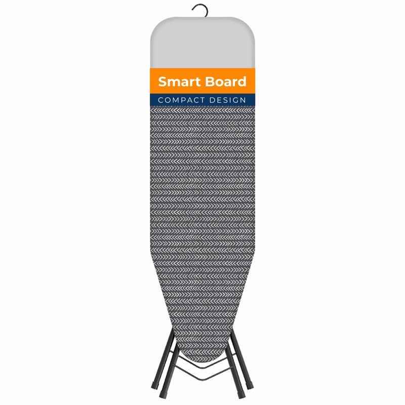 Happhom Ironing Board, Compact and Space Saver Iron Board, Safety Ironing with Park Zone and 4 Layers Extra Thick Cover, Patented Lock System for Foldable Leg, Easy Storage with Smart Hanger (13x43) - Image 1