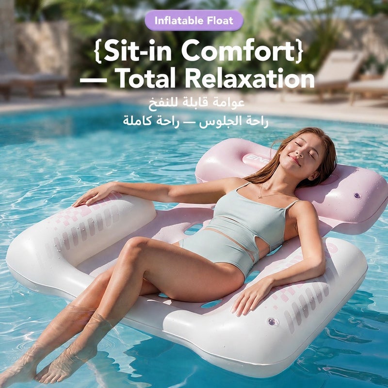 Portable reclining chair, floating bed, waterbed, inflatable float, foldable netted floating bed, water sports equipment 105*110cm - Image 1