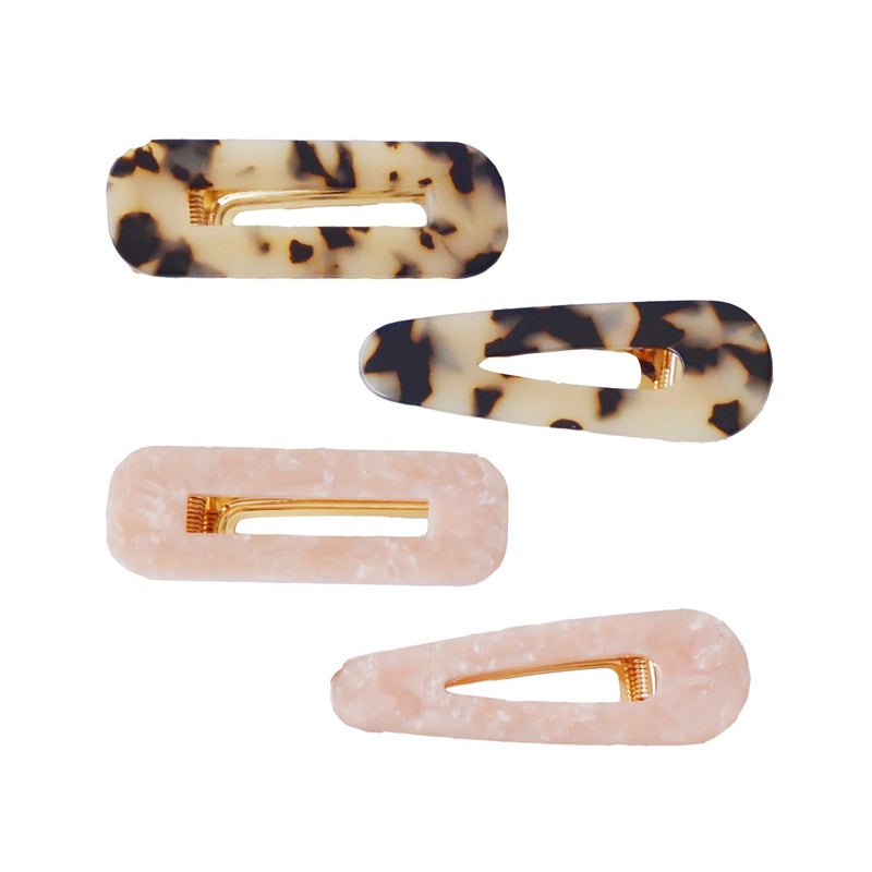 Shapes Studio Resin Tortoise Leopard Print Hair Clips and Barrettes - 4 Pack (Women's Accessories) - Image 4