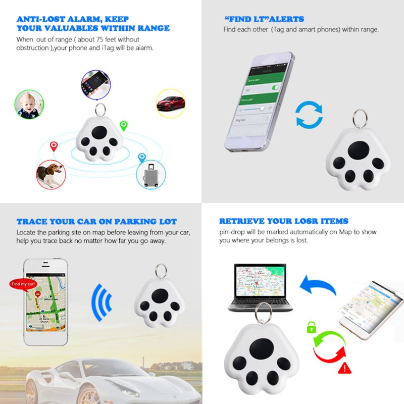 Smart GPS Tracker Finder BT Locator Anti Lost Alarm Sensor Selfie Shutter Voice Recording for Key Wallet Car Kids Pets Dog - Image 4