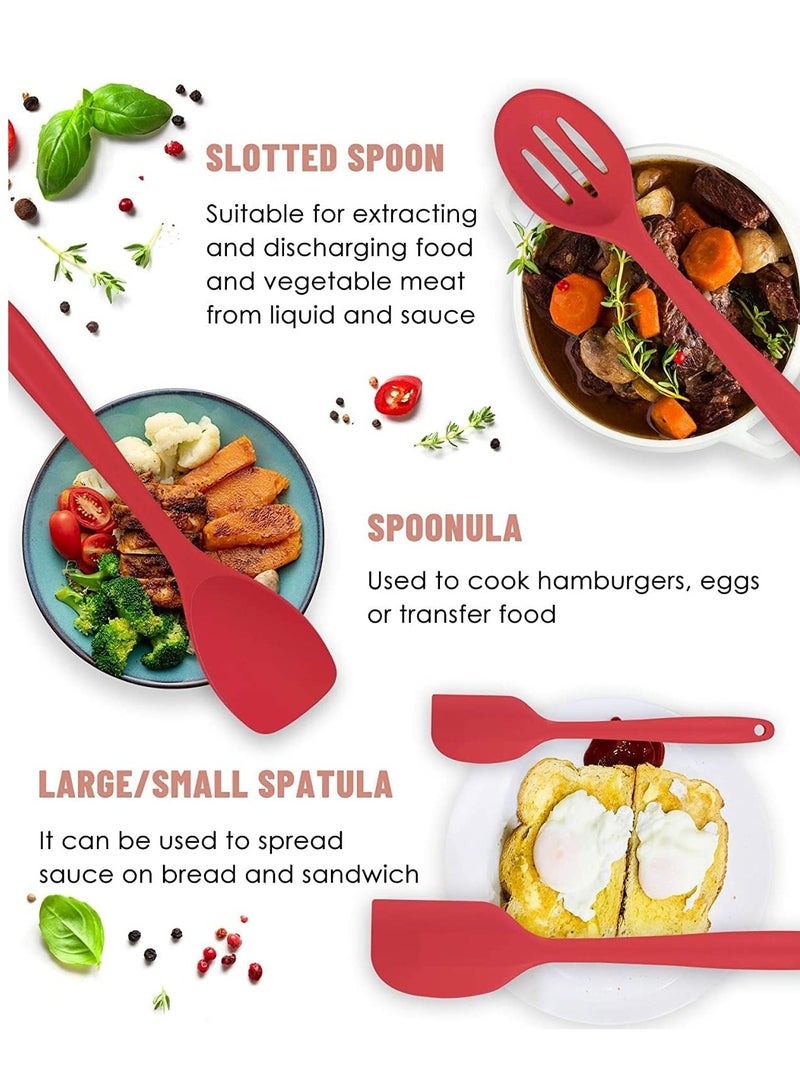 Kitchen set Silicone Cooking Utensils Set, 12 Pieces Food Grade, Heat Resistant Kitchen Utensils Set, Non-Stick Dishwasher Safe, Odourless and Cookware Friendly Utensils Red - Image 4