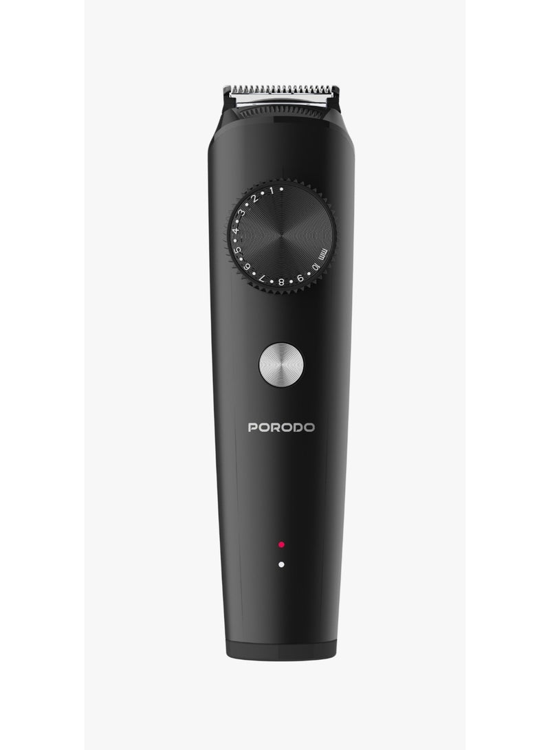 porodo Lifestyle Kron Hair Trimmer / Cordless USB-C Hair Clipper / Adjustable 1-10mm Comb / Travel Lock Design - Black - Image 1