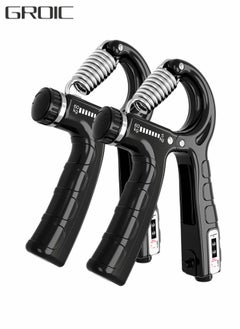 GROIC Hand Grip Strengthener 2 Pack, Grip Strength Trainer, Finger Forearm Exerciser with Counter, Adjustable Resistance Forearm Strengthener for Muscle Building and Injury Recovery  - Image 1