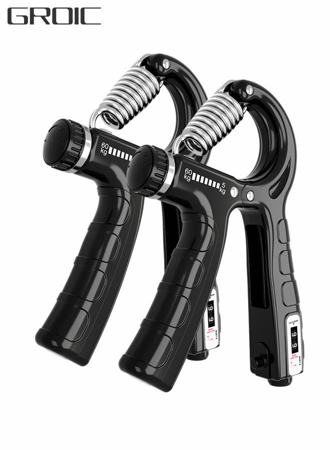 GROIC Hand Grip Strengthener 2 Pack, Grip Strength Trainer, Finger Forearm Exerciser with Counter, Adjustable Resistance Forearm Strengthener for Muscle Building and Injury Recovery  - Image 1