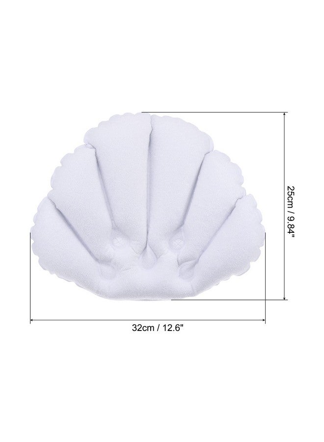 PATIKIL Inflatable Bath Pillow With Suction Cups 2 Pack Terry Cloth Covered Shell Shape Bathtub Spa Pillow Neck Support For Bathtub Hot Tub White - Image 2