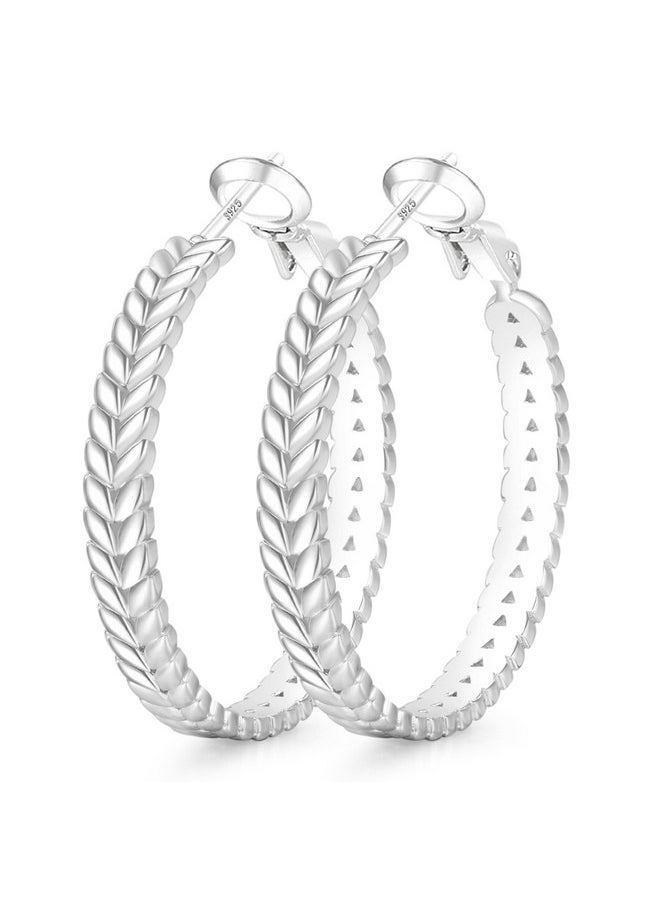 Senteria Large Sterling Silver Hoop Earrings For Women Silver Hoop Earrings Big Silver Hoop Earrings 50Mm  - Image 1