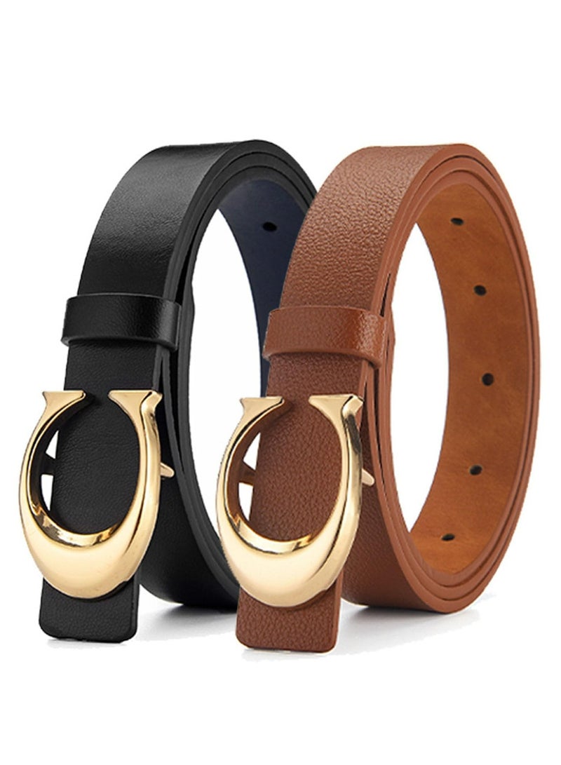GNAFOTU New Women's Elastic Belt, Fashionable and Versatile Elastic Belt, Women's Adjustable Invisible Belt, Women's Jeans Dress Elastic Belt, Elastic Lazy Belt, 2 Pieces, 2 Colors - Image 1