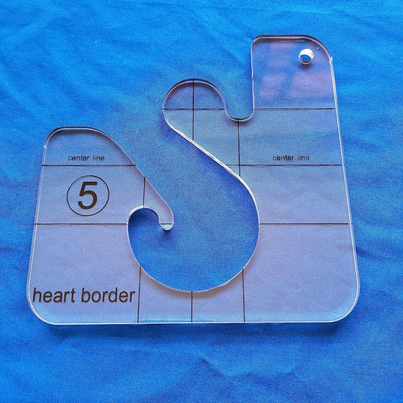 Bequilter Free Motion Quilting Template Series 5 for Domestic Sewing Machine Rulers (Q5-02) Heart Border - Image 2