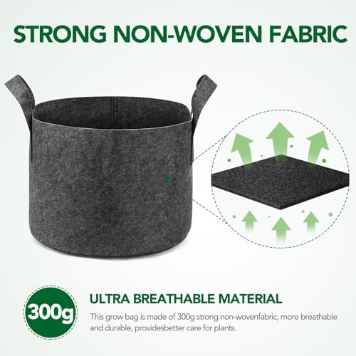 Delxo 12-Pack 10 Gallon Plant Grow Bags Heavy Duty Aeration Fabric Pots Thickened Nonwoven Fabric Pots for Planter, Vegetable, Floral with Handles Grey - Image 4