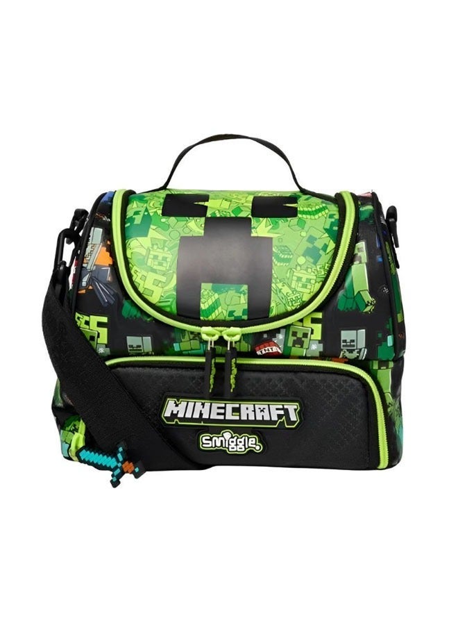 general Minecraft polyester thermal bag, children's shoulder bag handbag thermal crossbody bag, boy and girl large capacity bento bag - Image 1